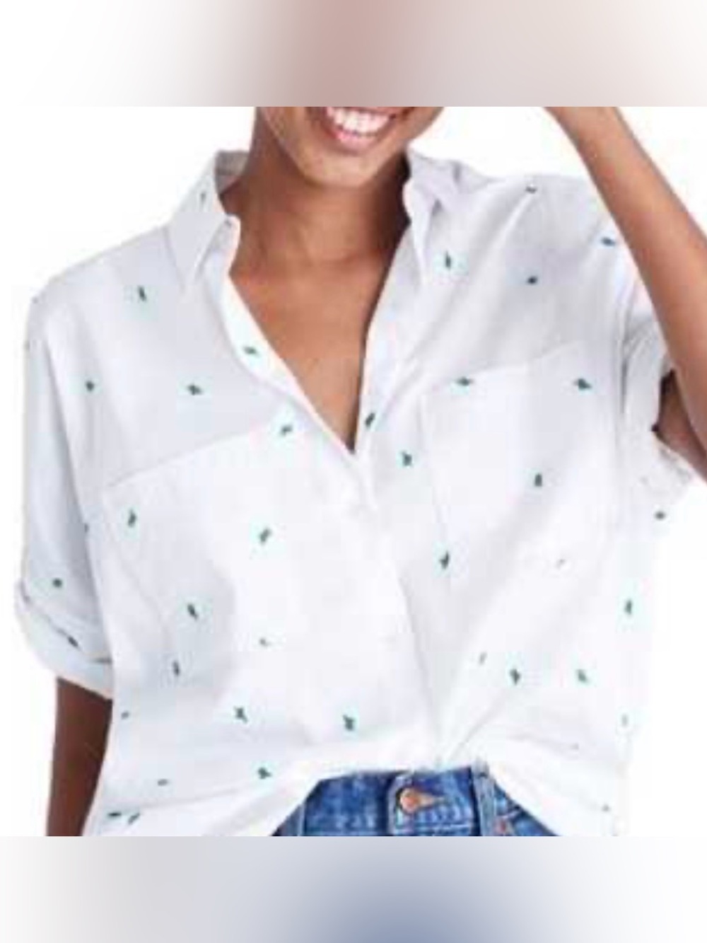 Madewell Embroidered Cactus Courier Blouse
